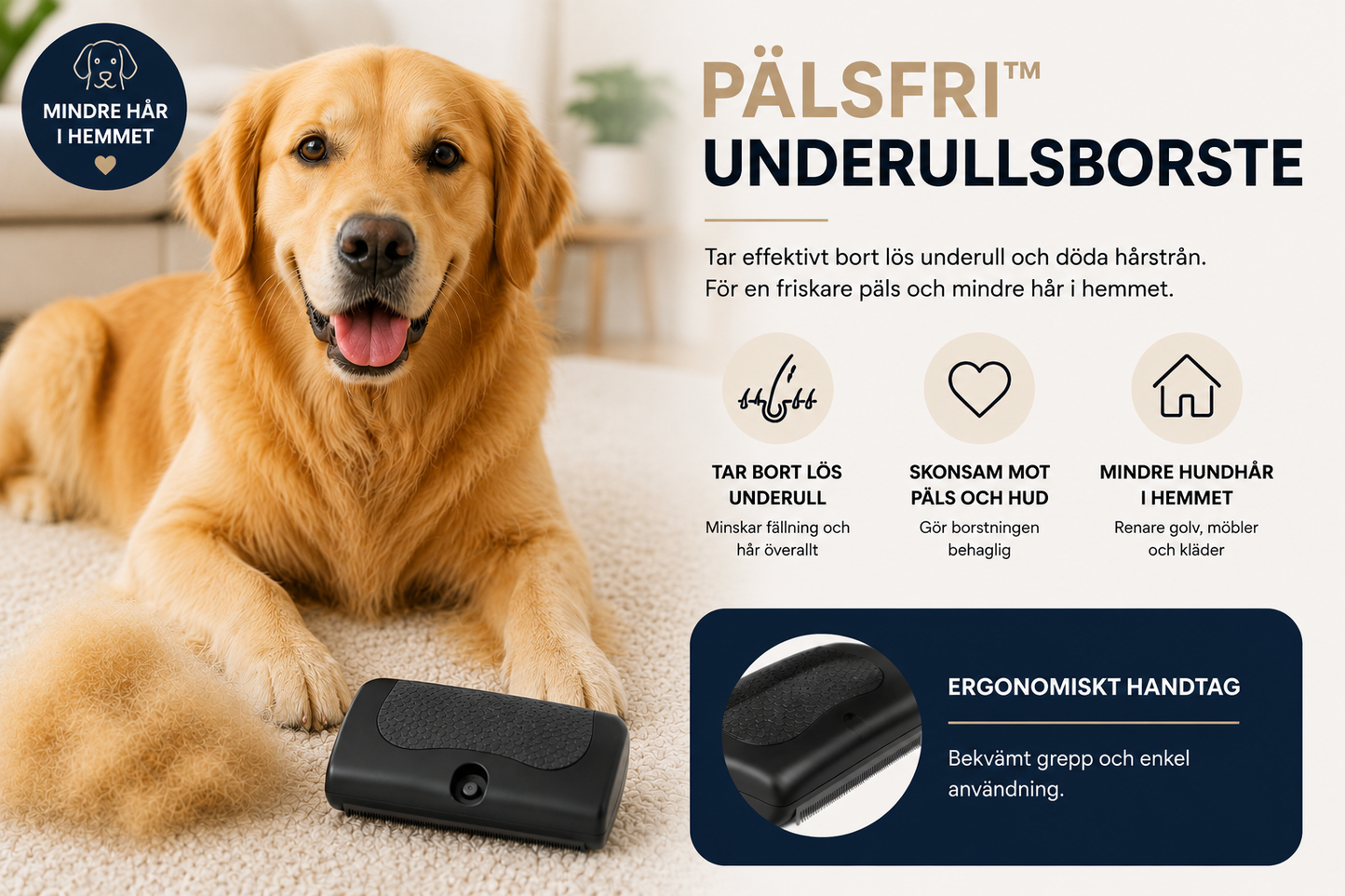 Pälsfri underullsborste – mindre hundhår i hemmet på bara några minuter