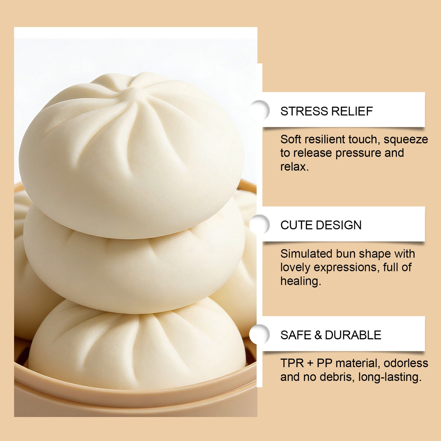 Steamed Bun Squeeze Toy Soft Cutesy Slow-Rebound