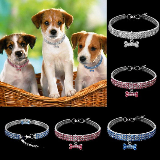 Bling hundhalsband med strass – kristallhalsband för valp, chihuahua samt små och medelstora hundar & katter